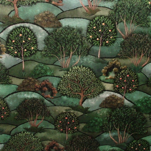 Green Meadow Velvet Curtain Upholstery Cushion Plush Soft Velvet Tree Fabric