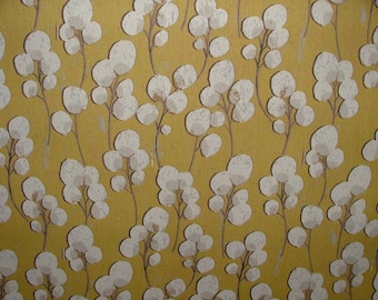 Scandi Eucalyptus Mustard 100% Cotton Curtain Upholstery Cushion Blind Fabric