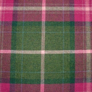 100% Shetland Wolle Pink & Fichten Tartan Karo Polster Vorhang Kissen Stoff