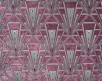 Gatsby Mauve (Mackintosh) Art Deco Samt Chenille Faser Naturelle Vorhang Polsterstoff blind