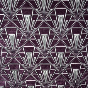 Gatsby Aubergine (Astoria) Art Deco Velvet Chenille Fibre Naturelle Curtain Upholstery Blind Fabric