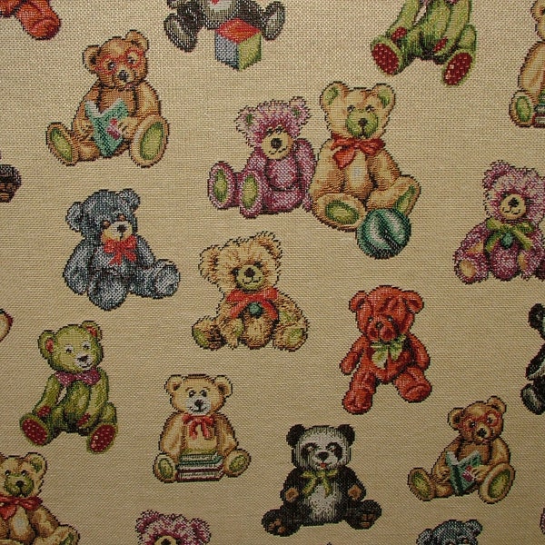 Animal Tapestry - Teddy Bear - Designer Fabric Ideal For Upholstery Curtains Cushions Throws