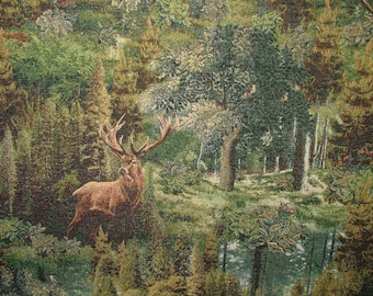 Forest Stags Tapestry Tessuto Tenda Tappezzeria Cuscino Coperta Coperte Cervo