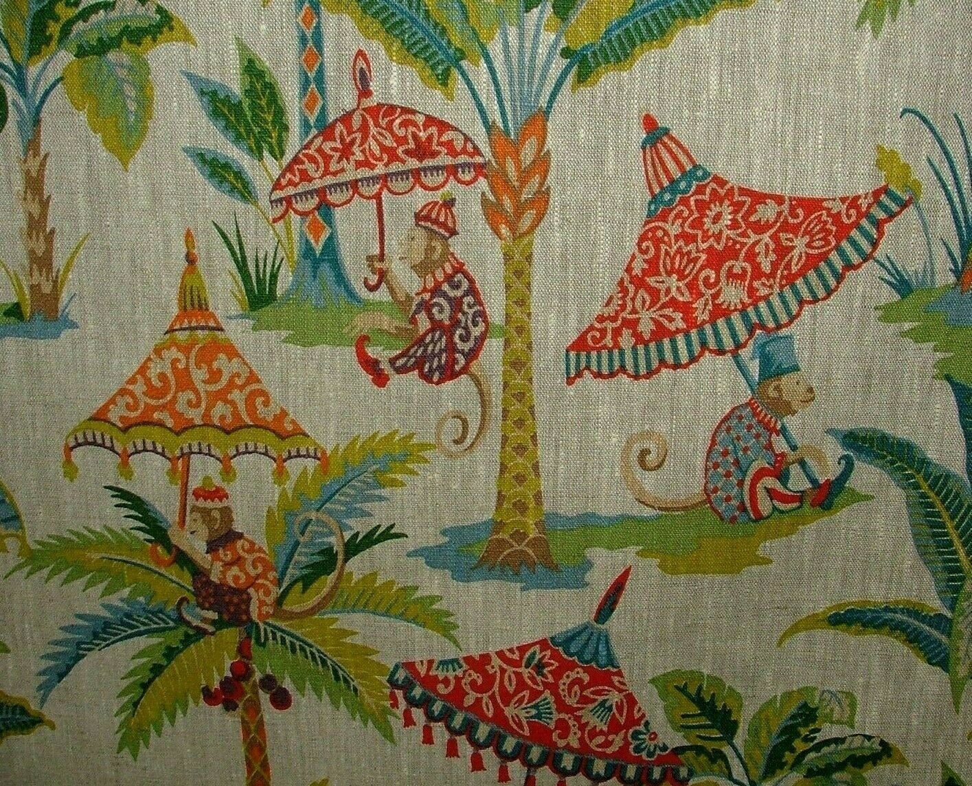 Curtain Upholstery Exotic Giraffe 100% French Linen Parrot Monkey Style Fabric