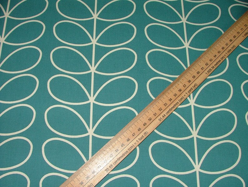 Designer Orla Kiely Linear Stem Deep Duck Egg Teal Cotton Etsy UK