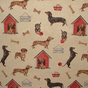 Dachshund Sausage Dog Tapestry Fabric Curtain Upholstery Cushion Blanket Throws