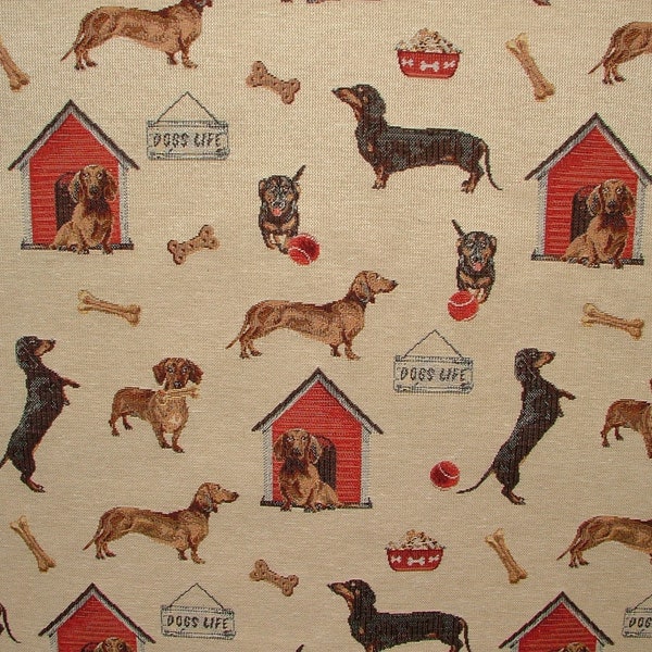 Dachshund Sausage Dog Tapestry Fabric Curtain Upholstery Cushion Blanket Throws