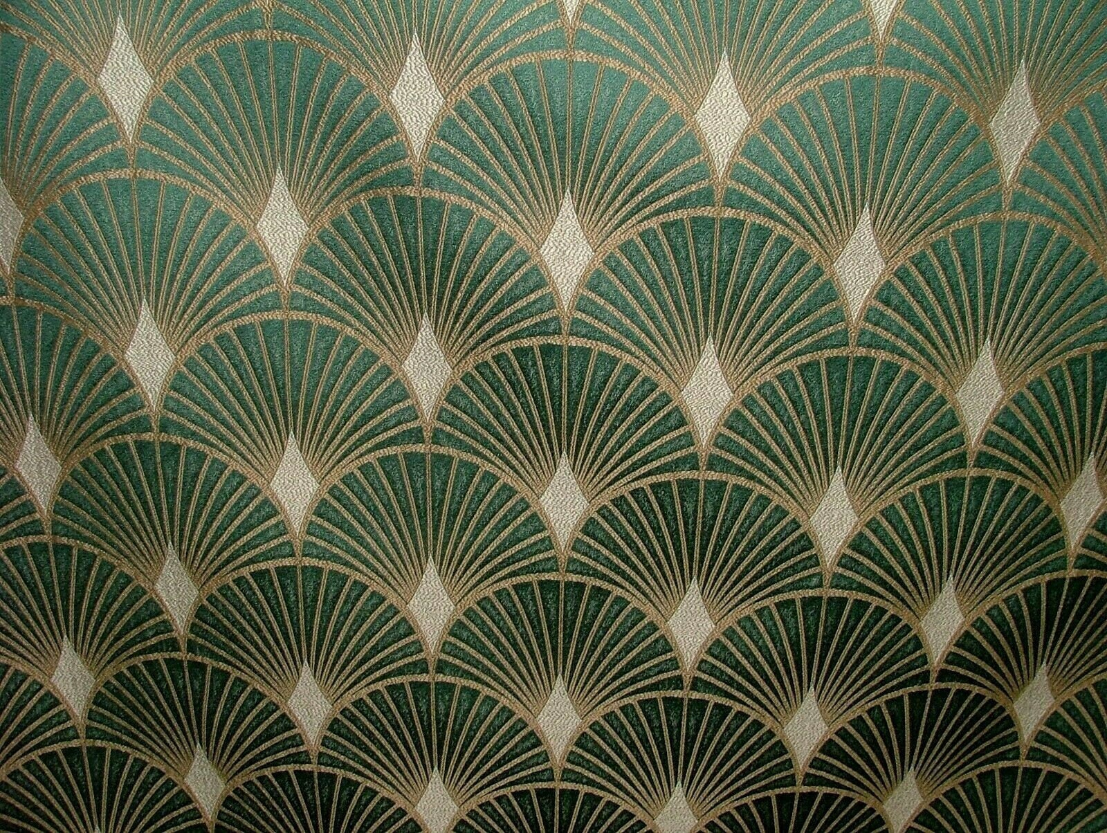 Jacquard Deco Green Use Upholstery Fan Emerald - Art Etsy Designer Cushion Curtain Fabric