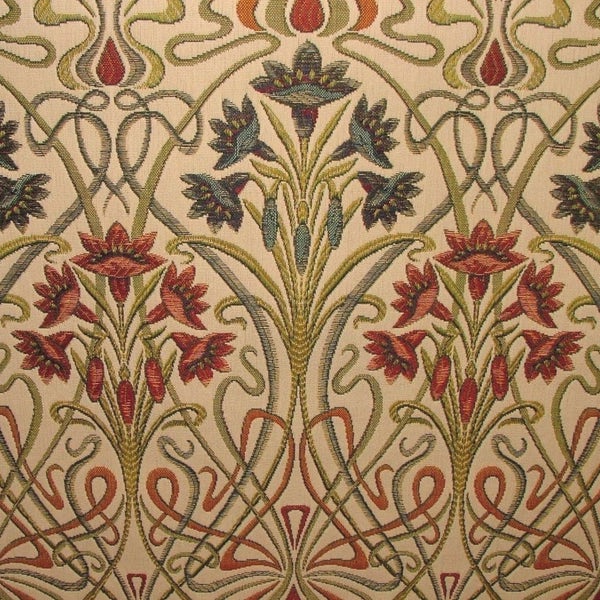 Art Nouveau Jewel Thick Designer Jacquard Curtain Upholstery Cushion Use Fabric