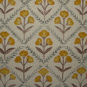 Devonshire miel floral mezcla de lino tela cortina cojín tapicería persianas uso artesanal