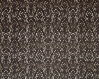 Chrysler Graphite Art Deco Soft Plush Velvet Fabric Curtain Upholstery Settee Cushion Use