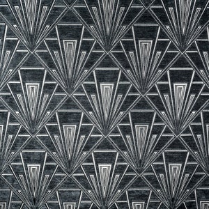 Gatsby Graphite Grey (Koppers) Art Deco Velvet Chenille Fibre Naturelle Curtain Upholstery Blind Fabric