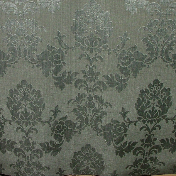 Platine Argent Madagascar Designer Rideau Brocart Damask Tissu de coton