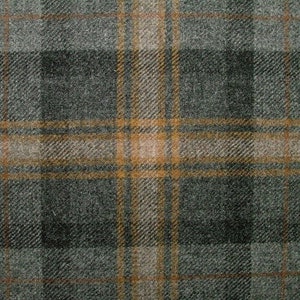100% Shetland Wolle Grau Und Gold Tartan Karo Polster Vorhang Kissen Stoff