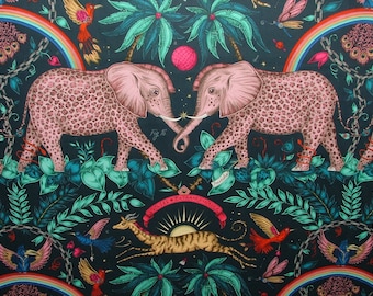 Emma J Shipley Fabric Zambezi Navy Clarke & Clarke Cotton Curtain Upholstery Cushion Fabric