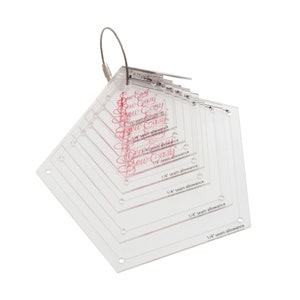 Sew Easy Quilters Craft Patchwork Ruler Template Set Patchwork Mini Pentagons 8 Sizes: 0.75 - 3in NL4163
