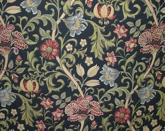 Sandringham Gardens Navy Woven Jacquard Curtain Upholstery Cushion Blind Fabric