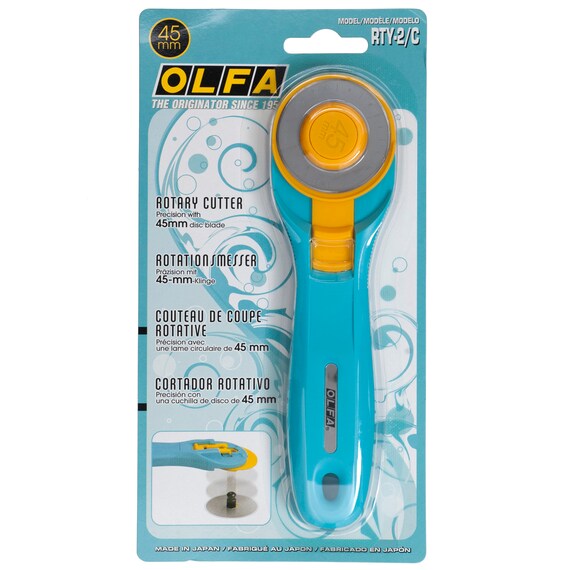  OLFA 45mm Quick-Change Rotary Cutter (RTY-2/C) - Rotary Fabric  Cutter w/ Blade Cover for Crafts, Sewing, Quilting, Replacement Blade: OLFA  RB45-1 (Aqua) : Olfa: Arts, Crafts & Sewing
