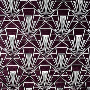 Gatsby Purple (Hoffman) Art Deco Velvet Chenille Fibre Naturelle Curtain Upholstery Blind Fabric