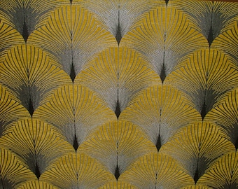 New York Ocker (Queens) Art Deco Samtfaser Naturelle Vorhang Polsterstoff Polsterstoff