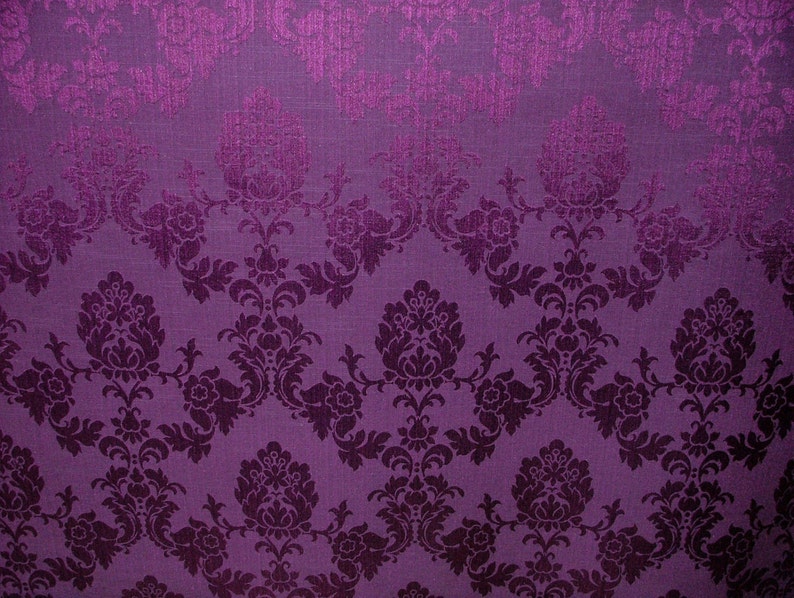 Madagascar Cadburys Purple Designer Curtain Brocade Damask Uphol