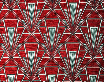 Gatsby Claret (Tamara) Art Deco Velvet Chenille Fibre Naturelle Curtain Upholstery Blind Fabric