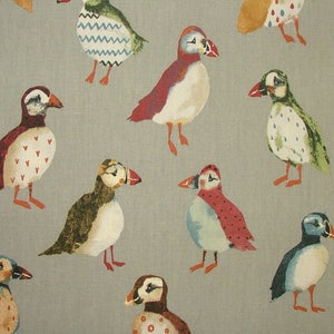 Puffin Birds Pumice Coastal Nautical Seaside Theme Cotton Curtain Upholstery Quilting Fabric