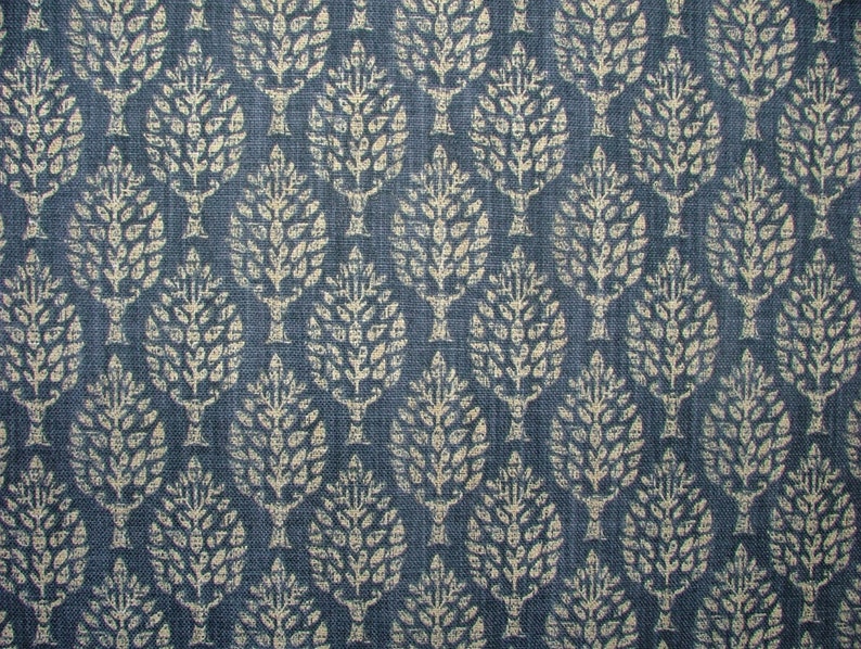 Spruce Tree Sapphire Blue Cotton Curtain Upholstery Cushion Roman Blind Fabric image 7