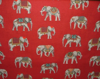 Jaipur Indian Elephant Rosso 100% algodón cortina tapicería cojín tela ciega