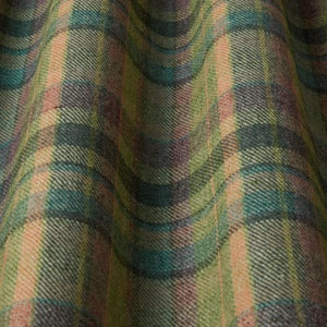 Tissu d'ameublement pour rideaux à carreaux écossais en mélange de laine Fig Highland
