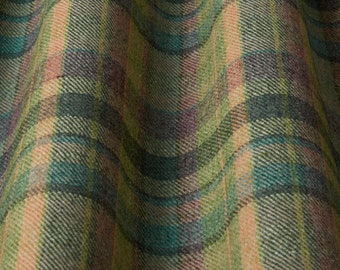 Fig Highland Wool Blend Tartan Check Upholstery Grade Curtain Cushion Fabric