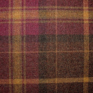 Tissu de coussin d'ameublement tartan chiné bringé or chiné en laine shetland