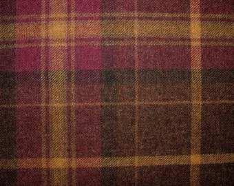 100% Shetland Wool Heather Brindle Gold Tartan Upholstery Curtain Cushion Fabric