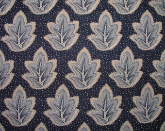 Sapphire Blue Foliage Fall Leaf 100% Cotton Fabric Curtain Cushion Upholstery Blinds Craft Use