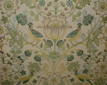 Morris Bird Antique Jacquard Fabric Ideal For Curtain Upholstery Cushion Throws