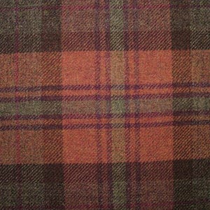100% Shetland Wolle Orange Braun Tartan Karo Polster Vorhang Kissenstoff