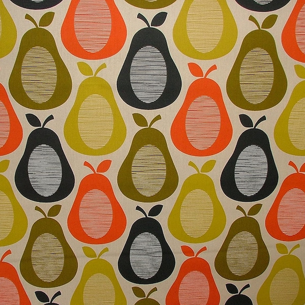 Designer Orla Kiely Scribble Pear Multi Cotton Curtain Upholstery Craft Fabric