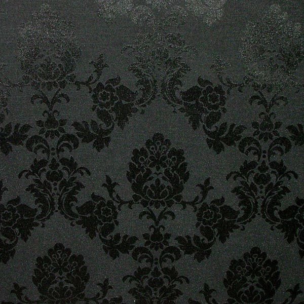 Black Madagascar Designer Curtain Brocade Damask Upholstery Cotton Fabric