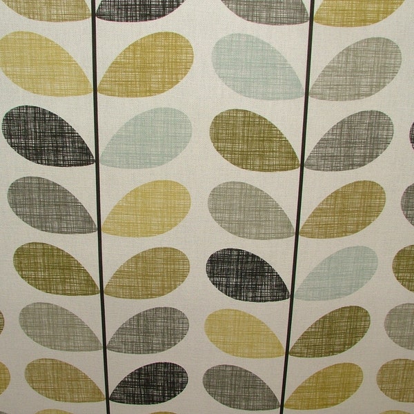 Designer Orla Kiely Scribble Stem Duckegg Seagrass Cotton Curtain Upholstery Craft Fabric