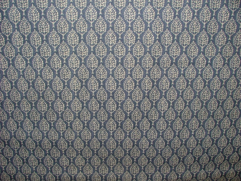 Spruce Tree Sapphire Blue Cotton Curtain Upholstery Cushion Roman Blind Fabric image 3