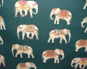 Jaipur Indian Elephant Deep Teal 100% algodón cortina tapicería cojín tela ciega