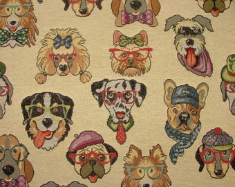 Animal Tapestry - Dogs - Designer Fabric Ideal For Upholstery Curtains Cushions Throws