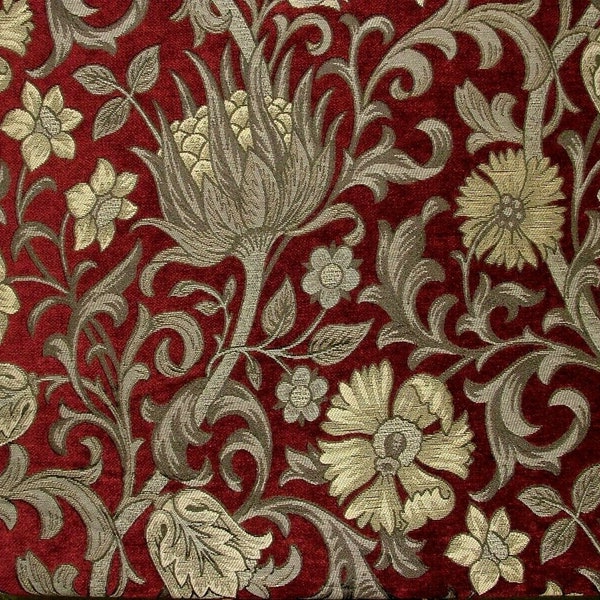 Tapisserie d'ameublement de coussin de rideau en tissu chenille rouge chardon écossais