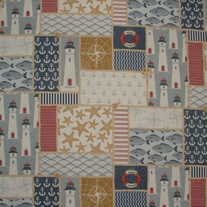 Lighthouse Nautical Coastal Cotton Curtain Upholstery Cushion Patchwork Fabric