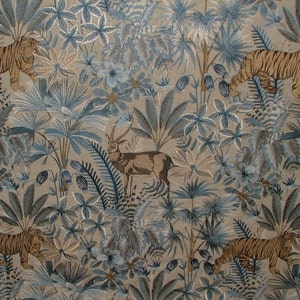 Tropical Forest Tiger Lagoon Embroidered Fabric Curtain Upholstery Cushion