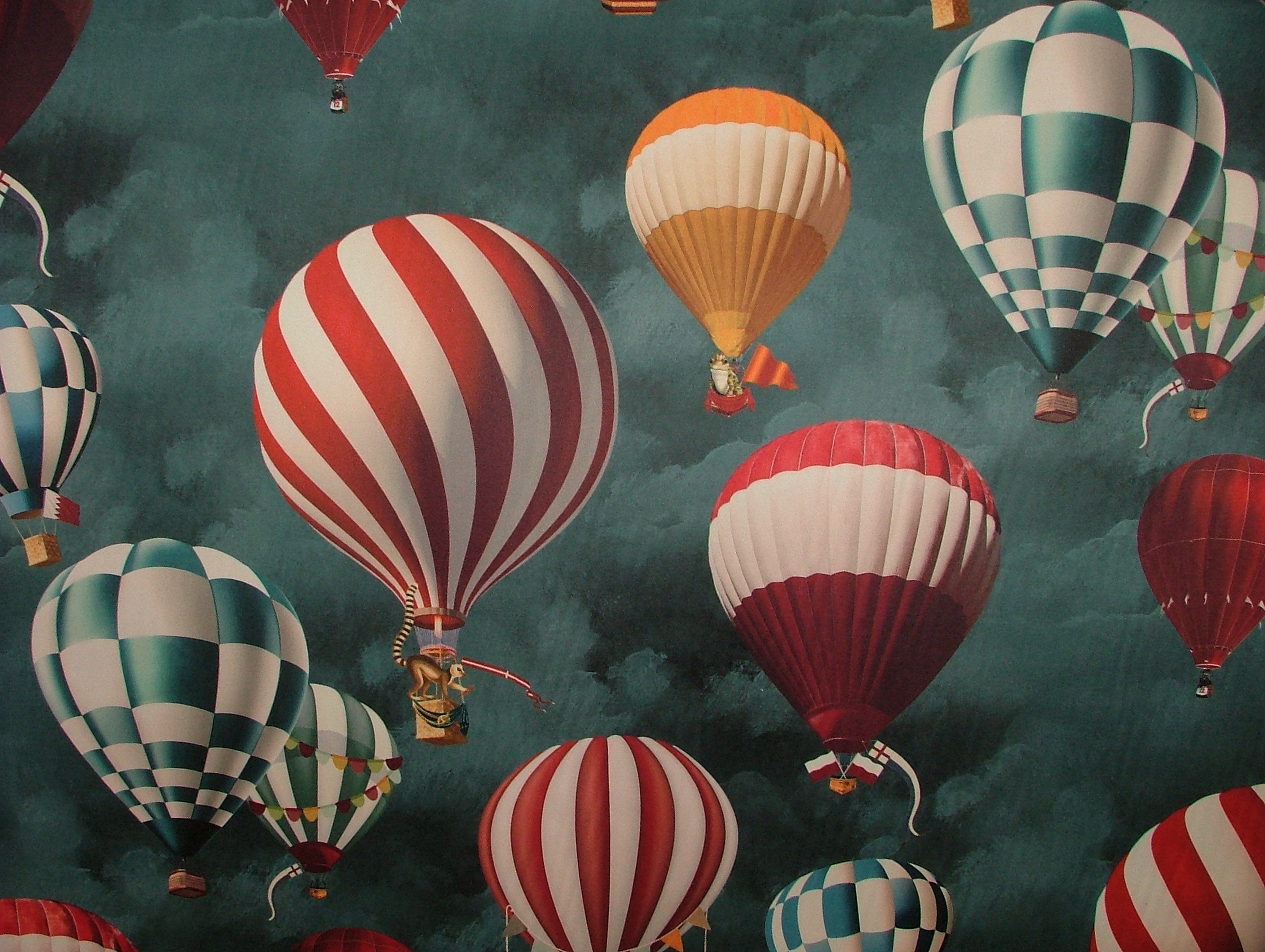 Montgolfier Adventure Hot Air Balloons Velvet Fabric Curtain