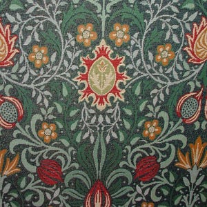 Tapiz persa de William Morris, tapicería, cojín, estor romano, tela