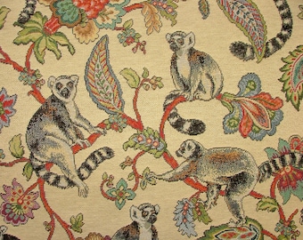 Animal Tapestry - Madagascan Lemur - Designer Fabric Ideal For Upholstery Curtains Cushions Throws