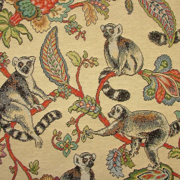 Tapisserie d’animaux - Lémurien malgache - Tissu design idéal pour le rembourrage Rideaux Coussins Jetés