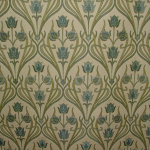 Art Nouveau Pugin Duckegg Woven Jacquard Curtain Upholstery Cushion Blind Fabric